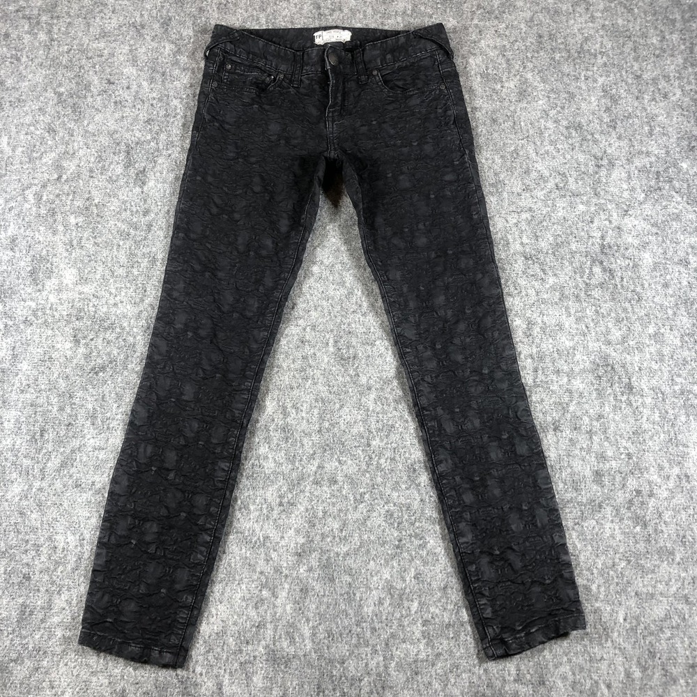 Free People Jeans Womens 25 Black Animal‎ Print Skinny Stretch Mid Rise Denim